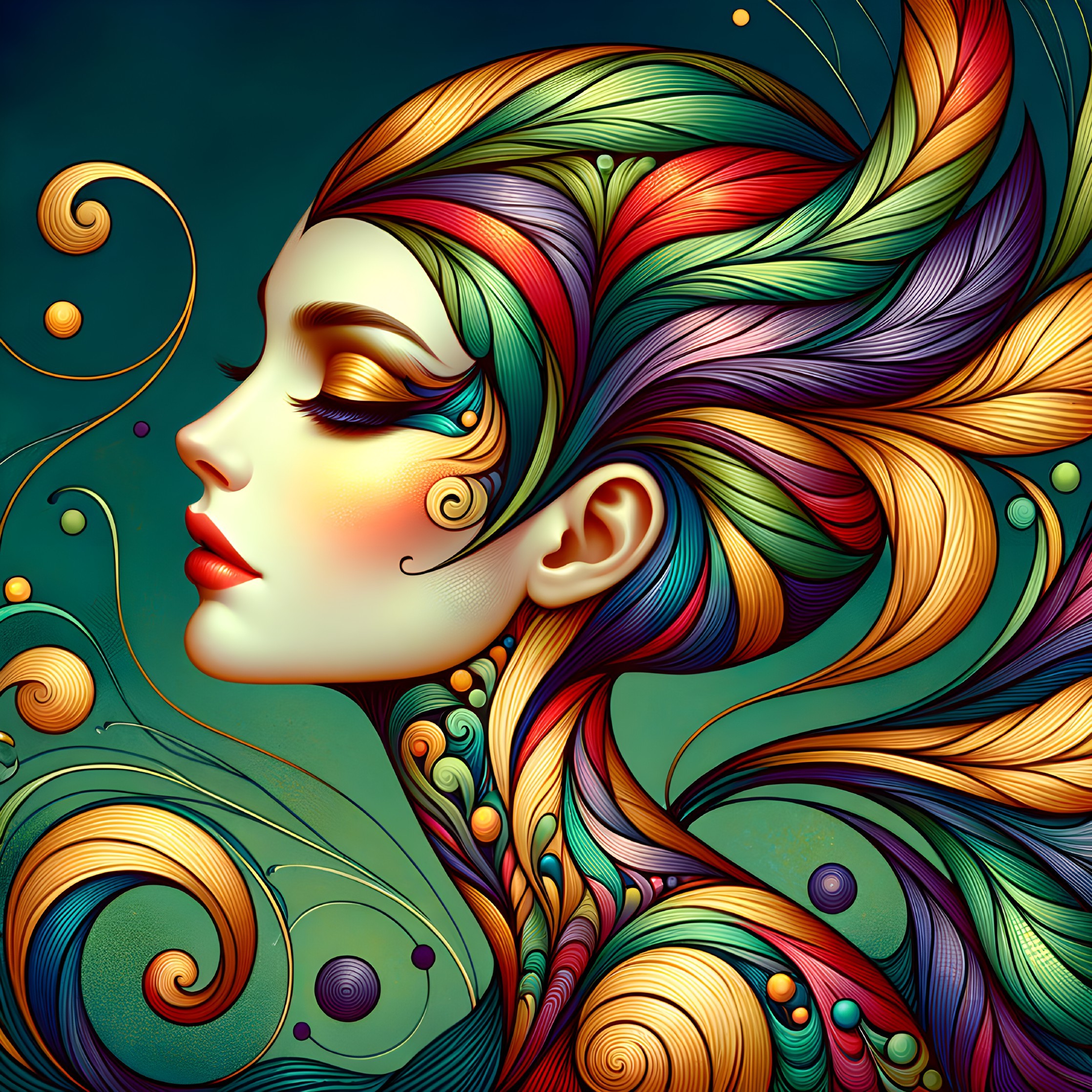 Vibrant Illustration of a Woman with Colorful Hair