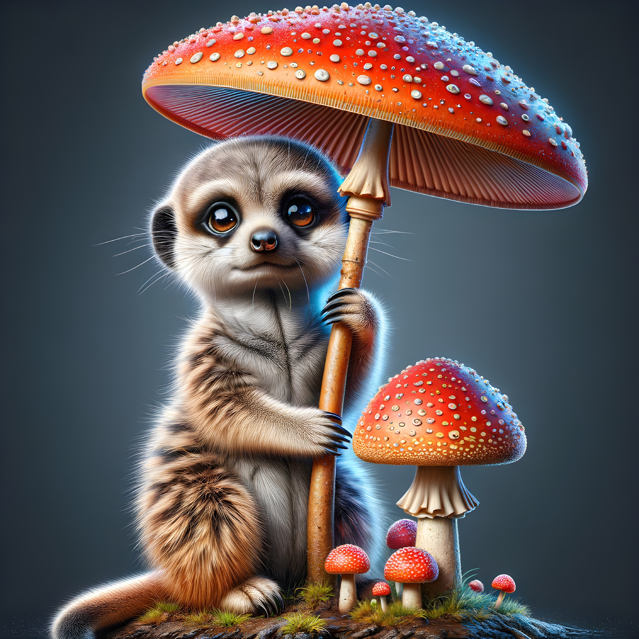 Whimsical Meerkat Mushroom Haven