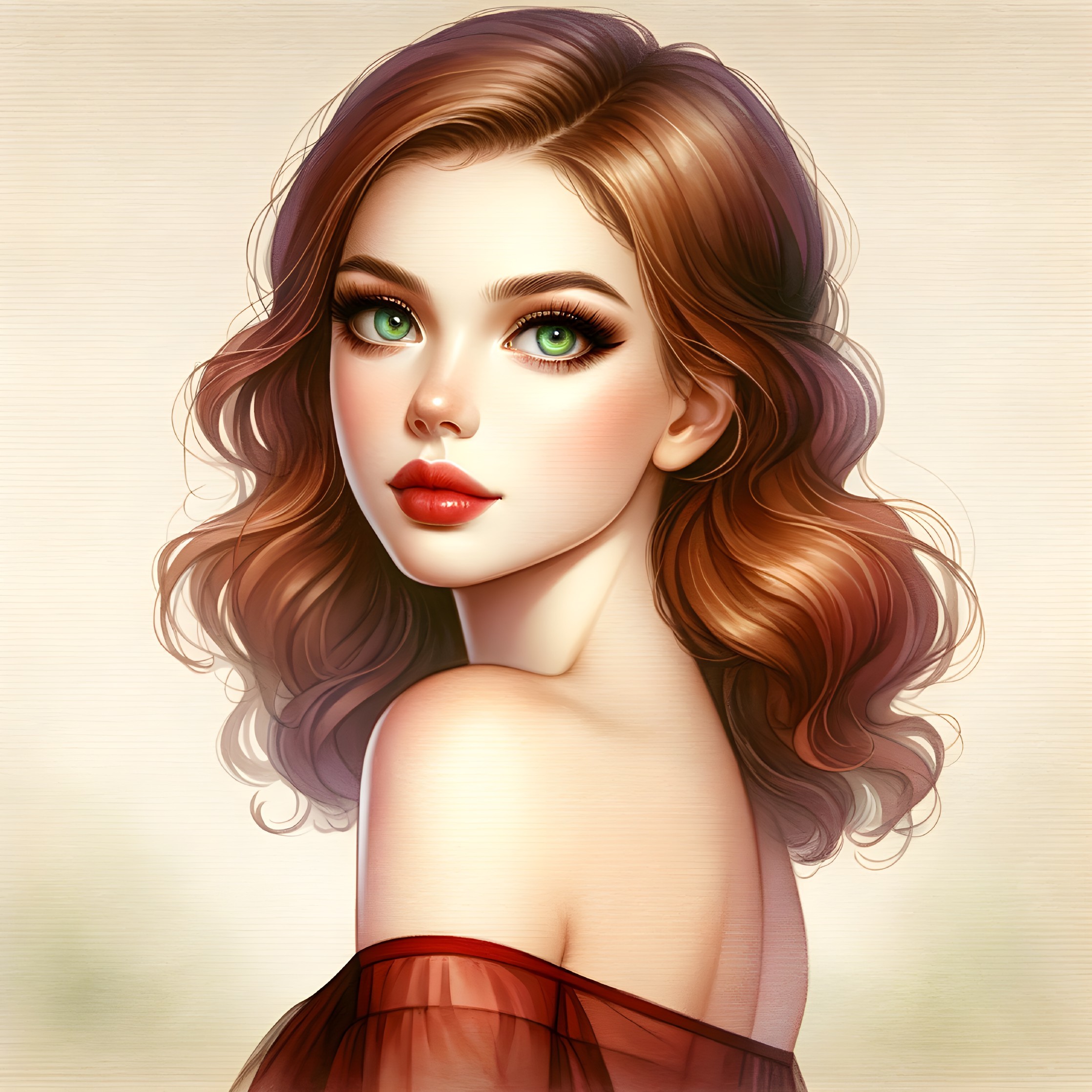 Portrait of a Young Woman with Brown Hair and Green Eyes