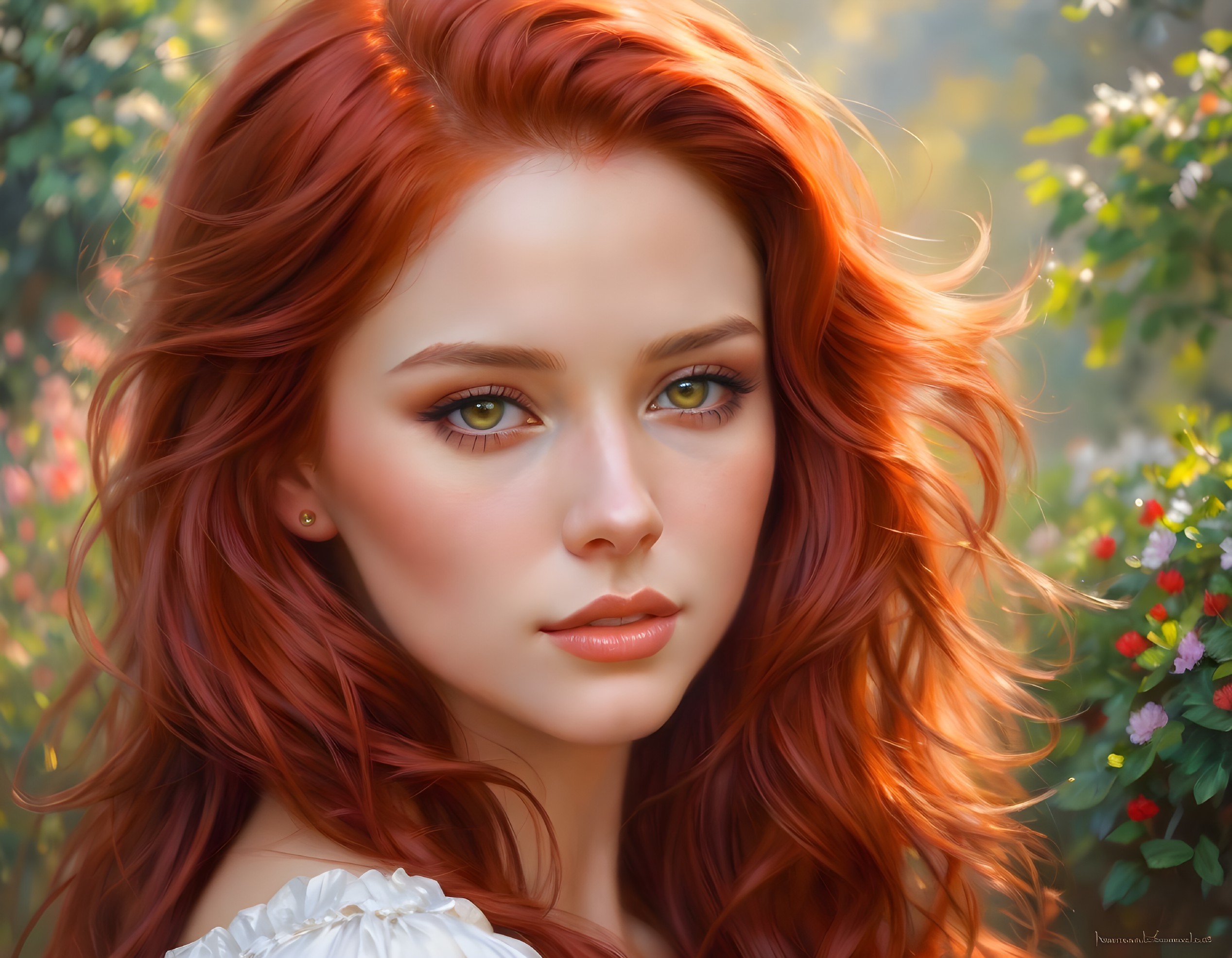  Pretty girl with red hair,