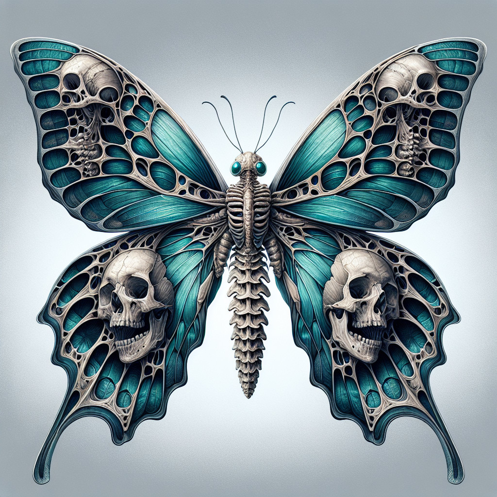 Intricate Butterfly Design with Surreal Elements