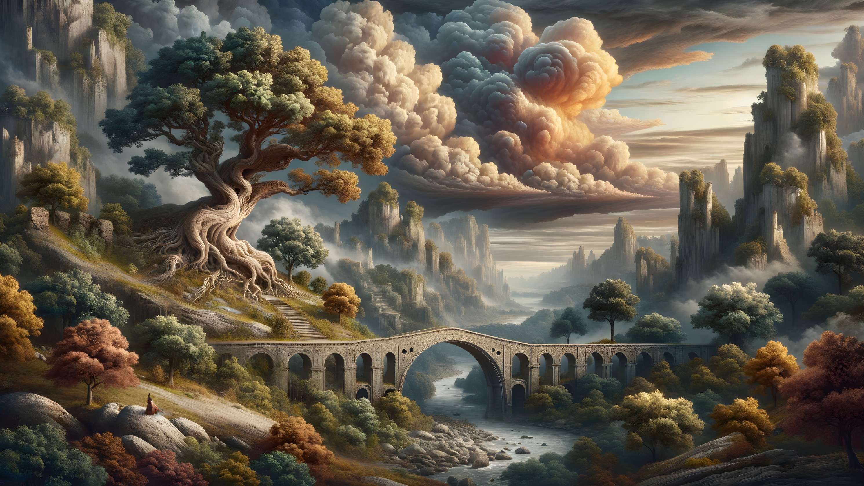 Majestic Landscape with Mountains and Serene River