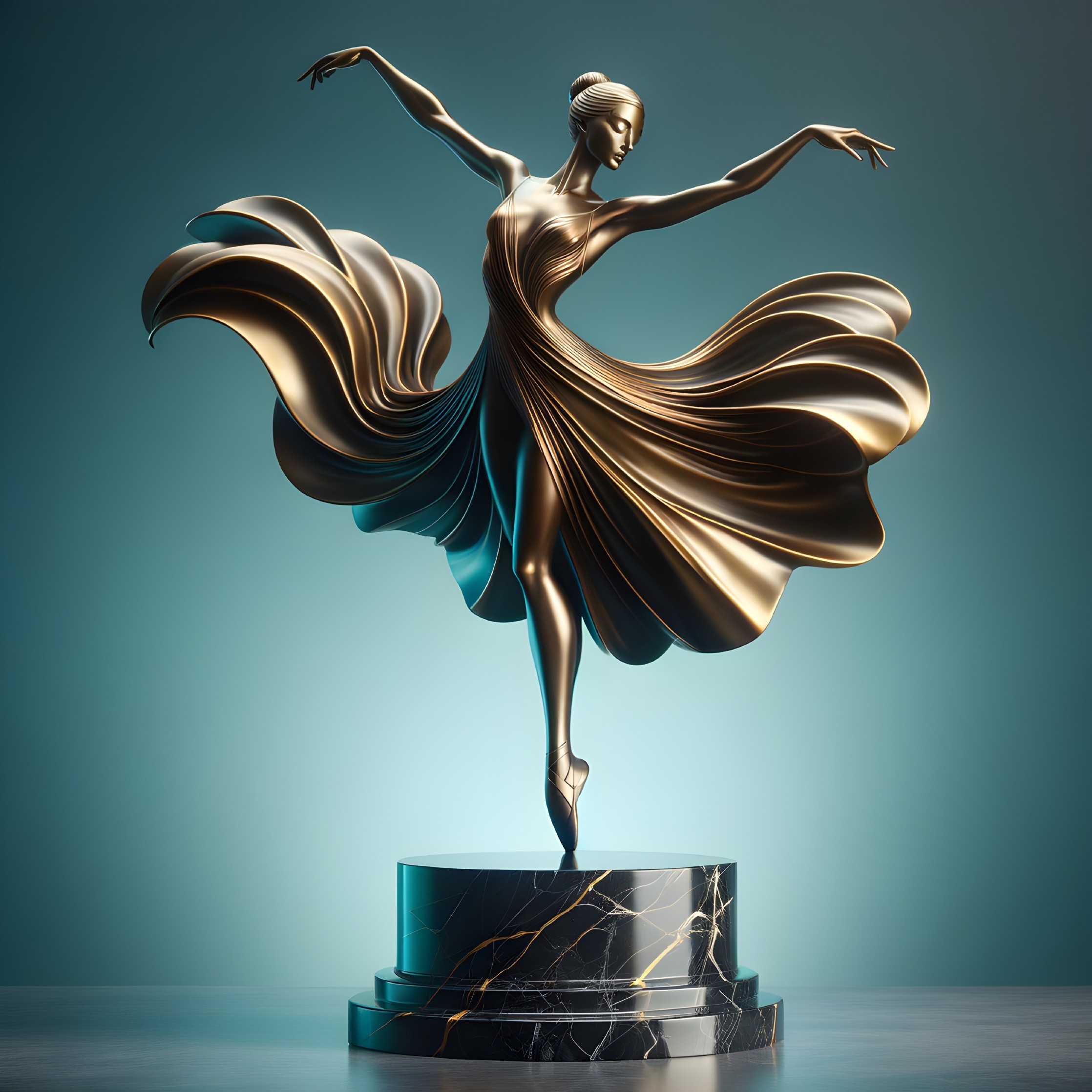 Bronze Sculpture of a Graceful Dancer in Motion