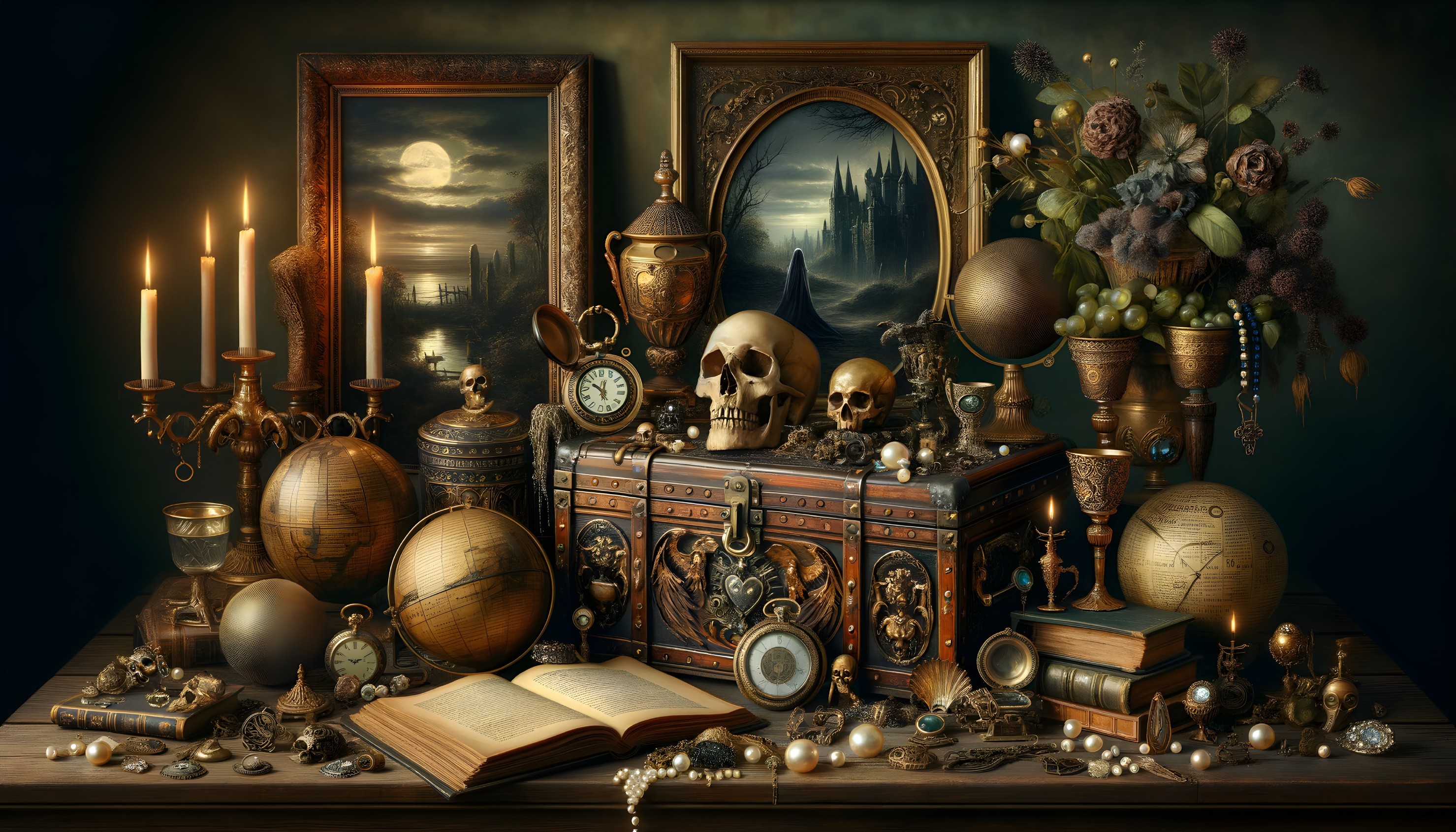 Intricate Still Life with Antiques and Decorative Elements