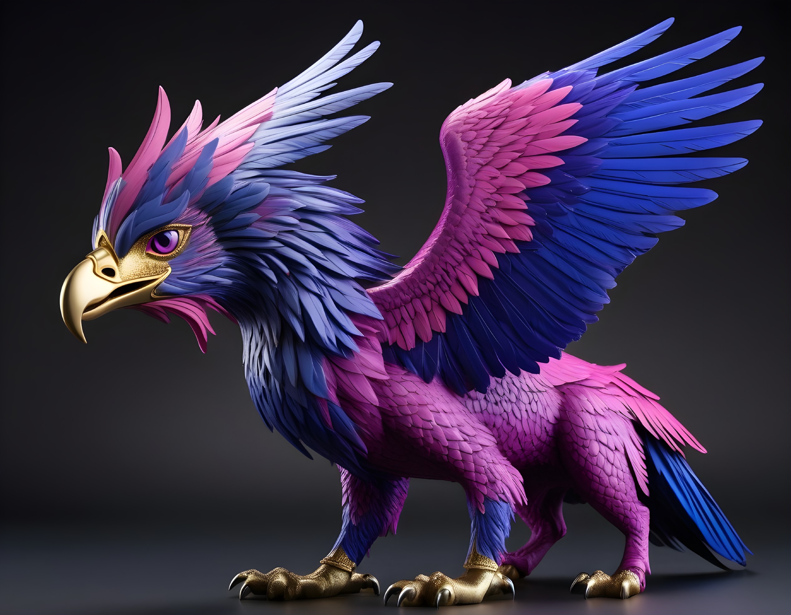 Vibrantly Colored Fantastical Bird with Eagle Features