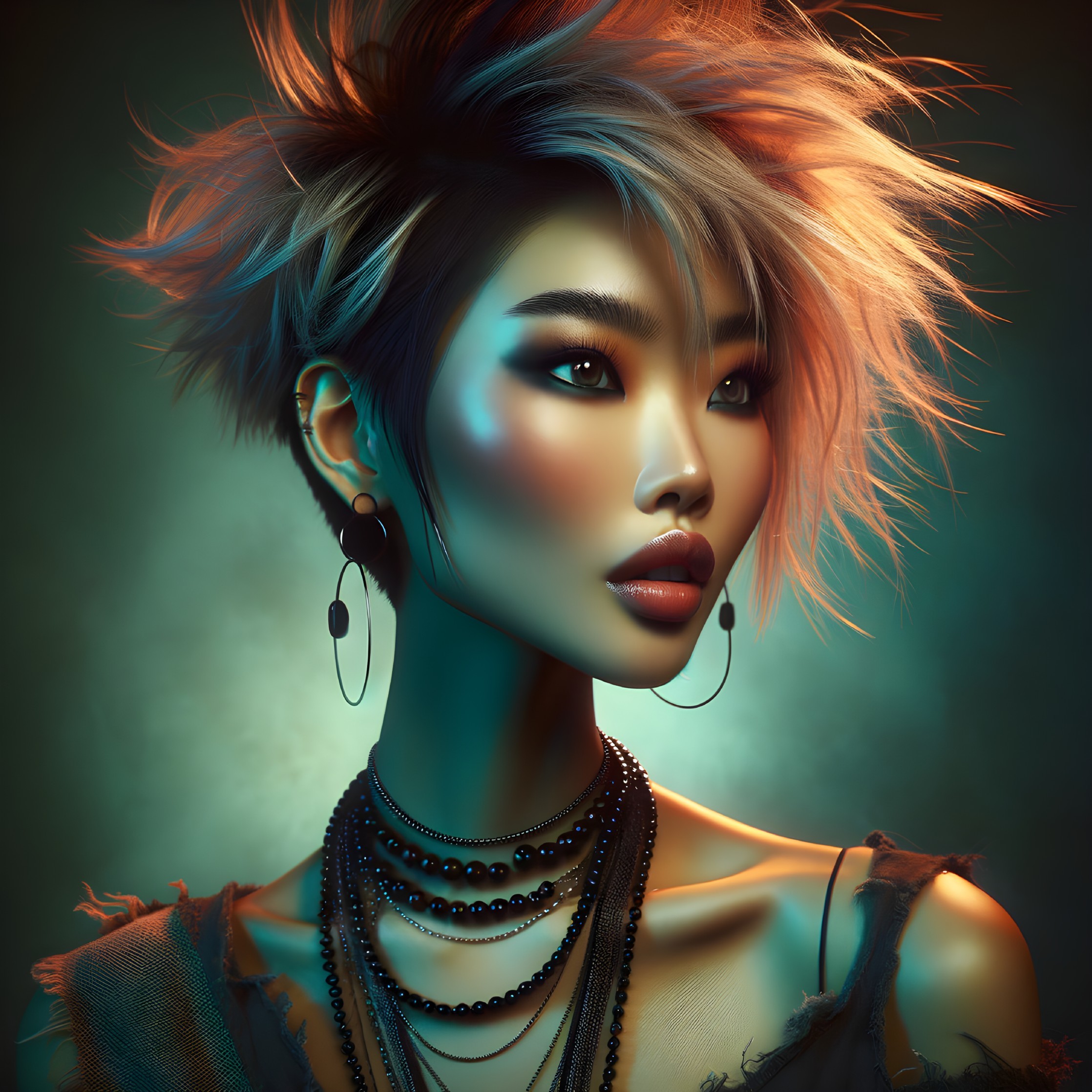 Stylized Portrait of a Young Woman with Dramatic Makeup