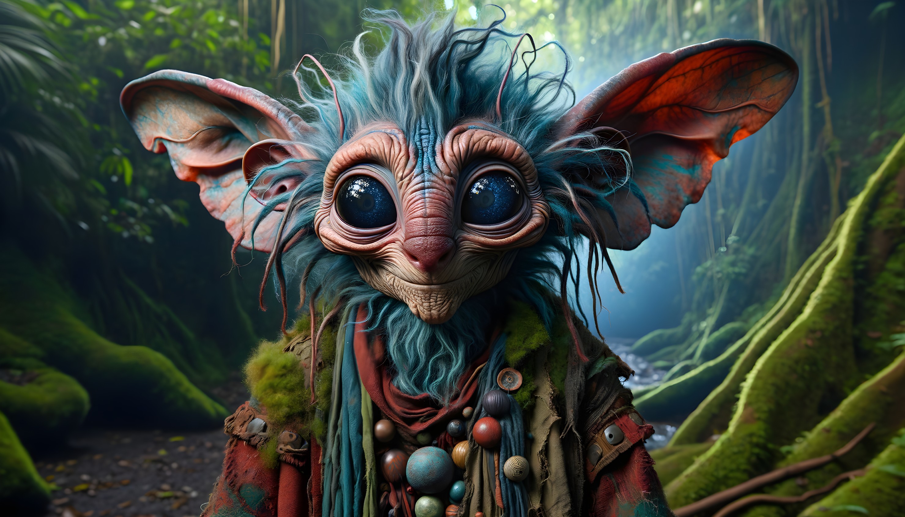 Whimsical Creature in a Lush Jungle Setting