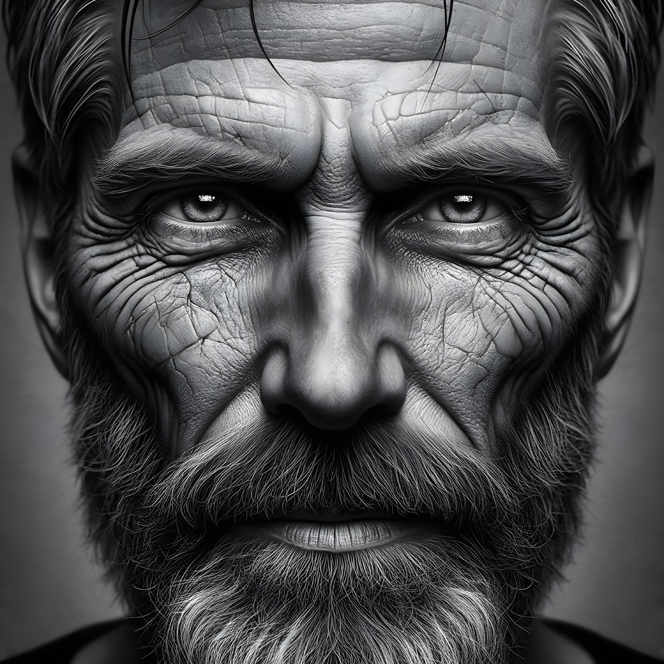 Close-Up of an Elderly Man with Weathered Features
