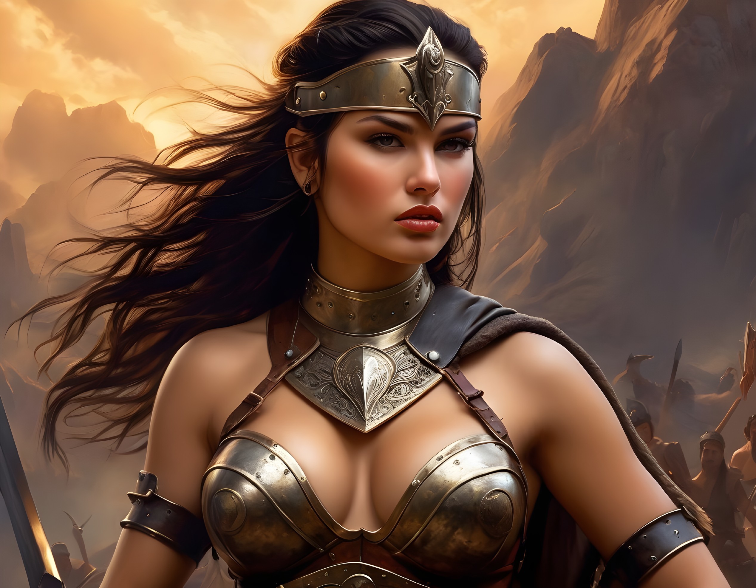 Digital Artwork of a Female Warrior in Armor