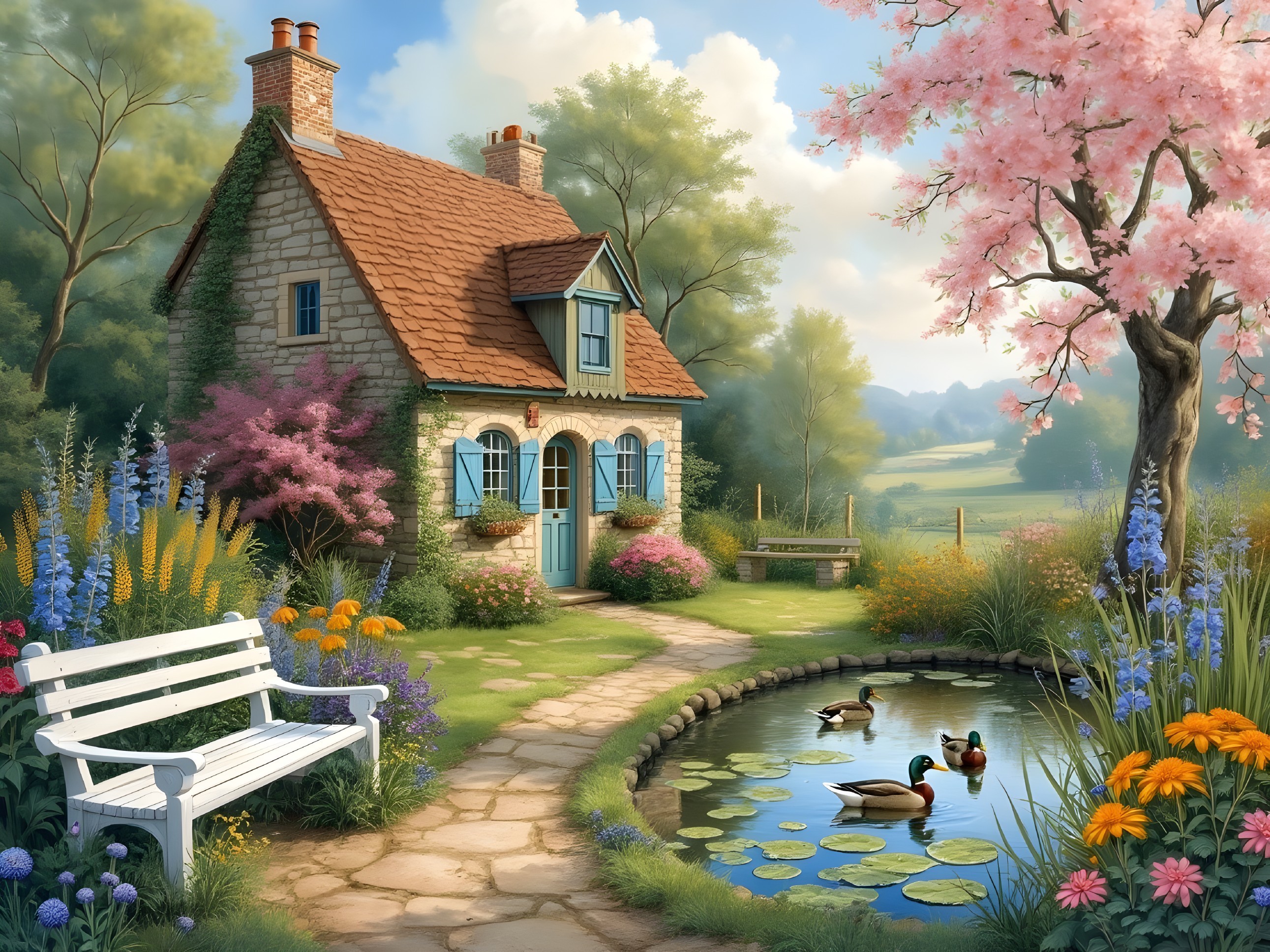 Charming Cottage by Serene Pond Surrounded by Nature