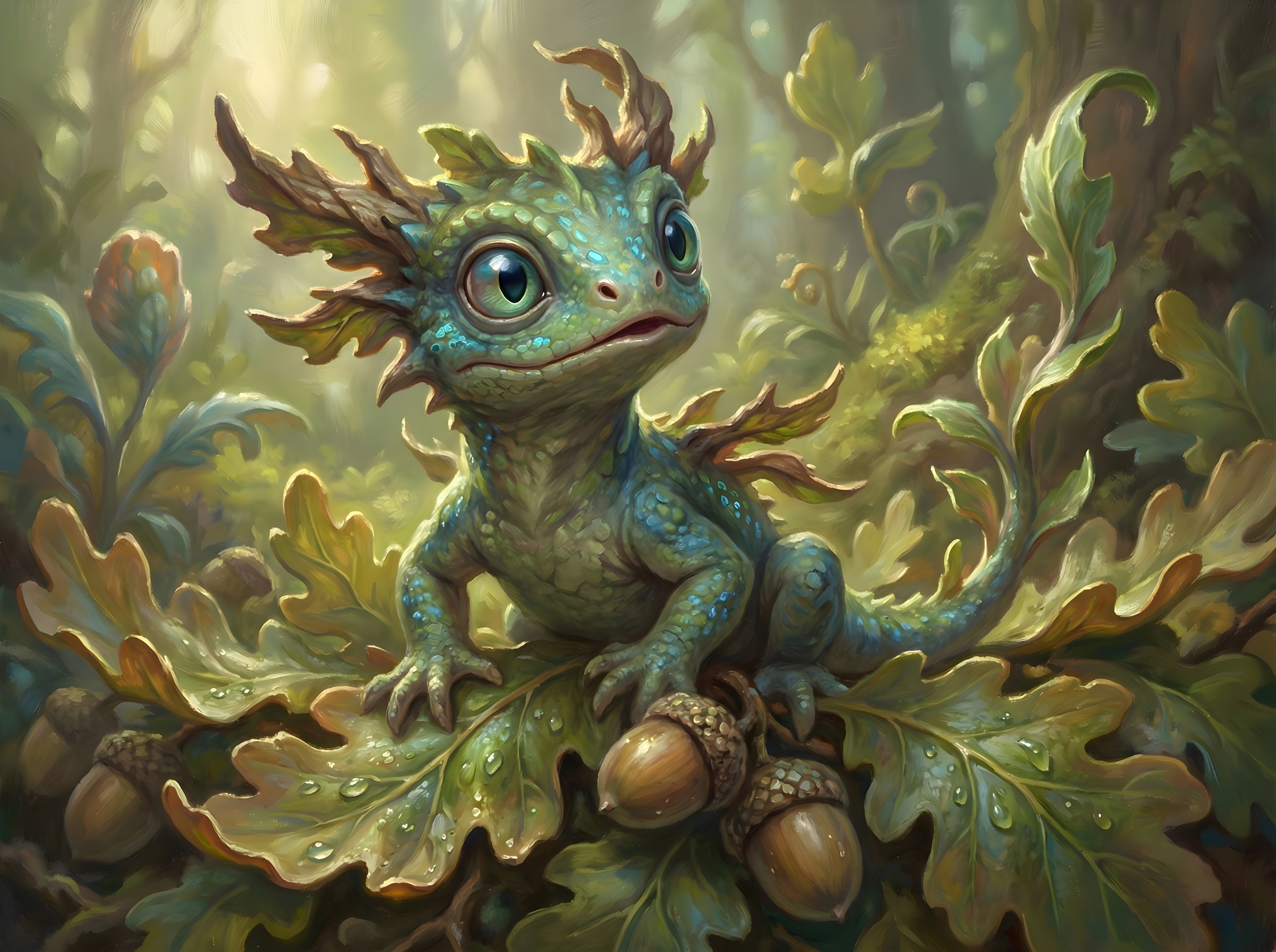 Charming Chibi-Style Baby Dragon in Fantasy Setting