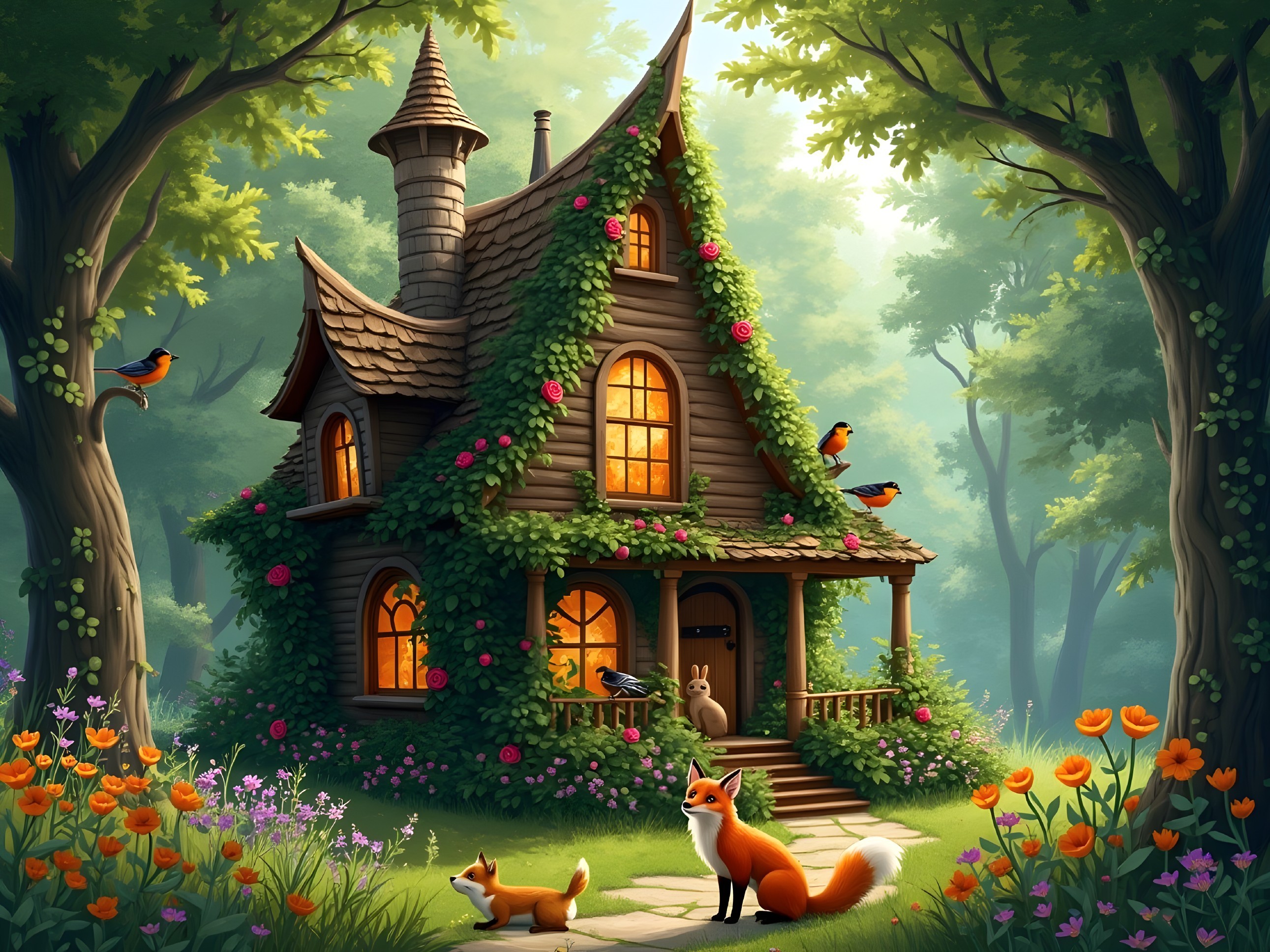Whimsical Enchanted Cottage in Lush Greenery