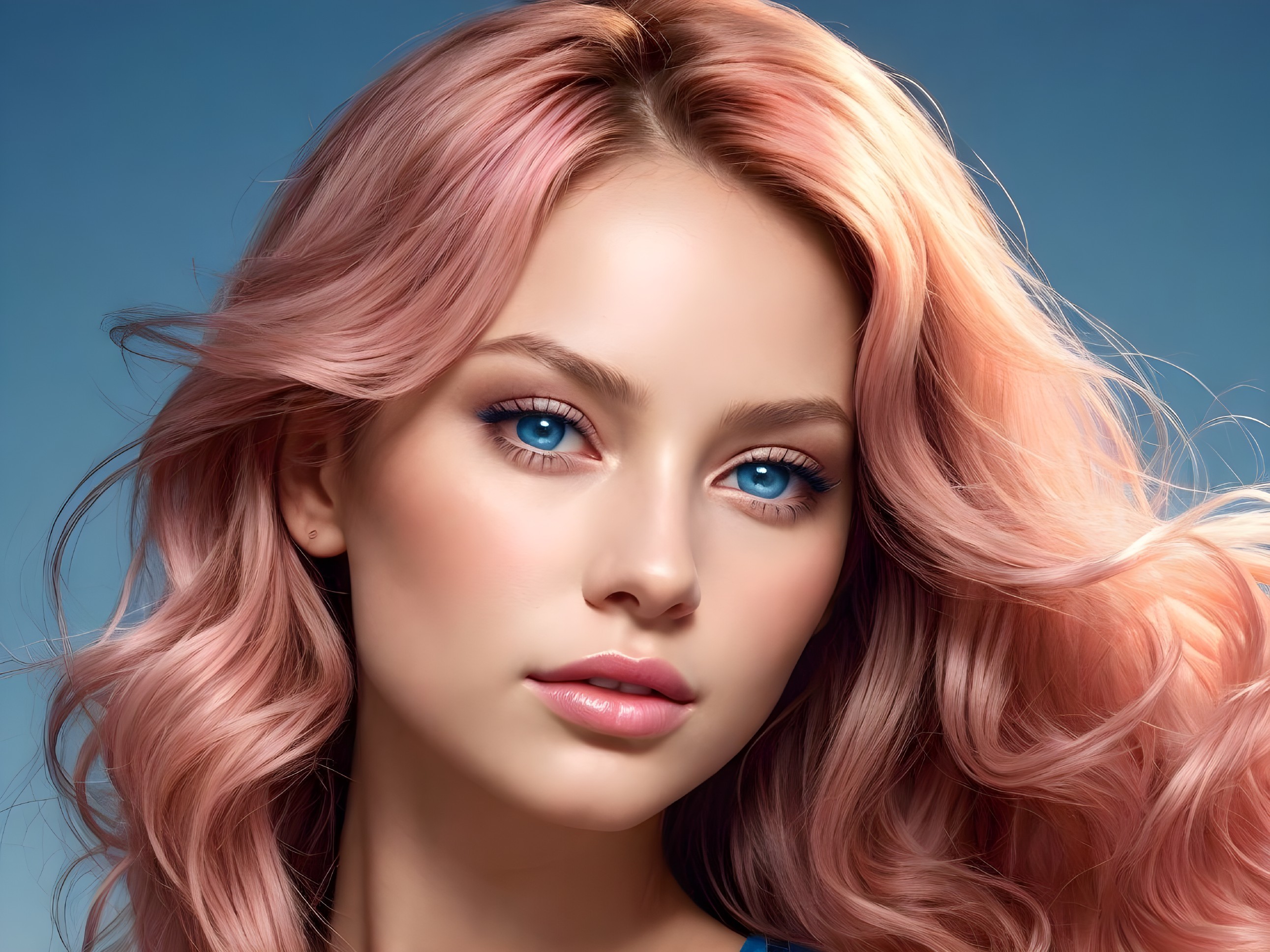 Close-Up Portrait of a Young Woman with Pink Hair