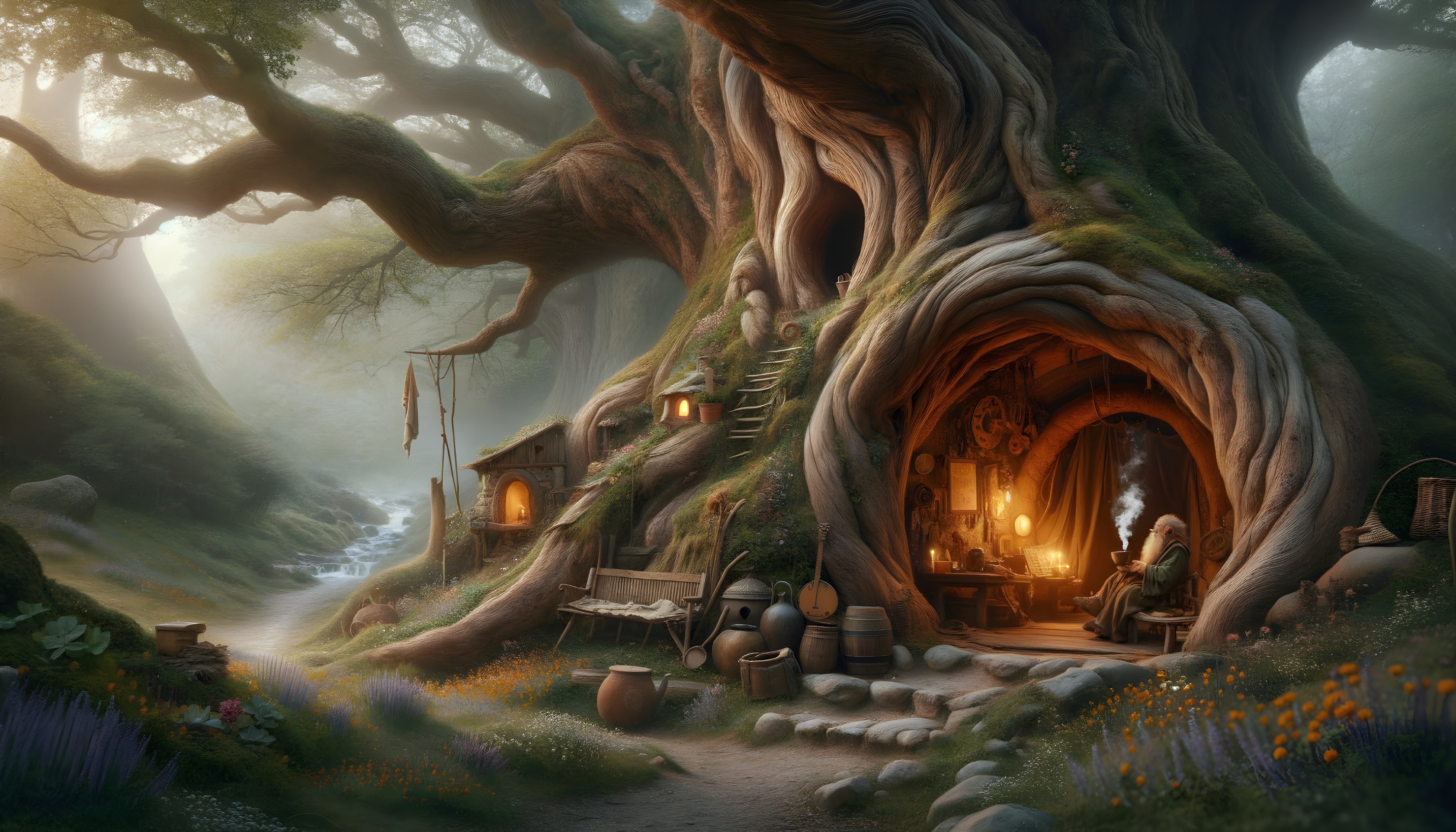 Whimsical Treehouse in an Ancient Tree Setting