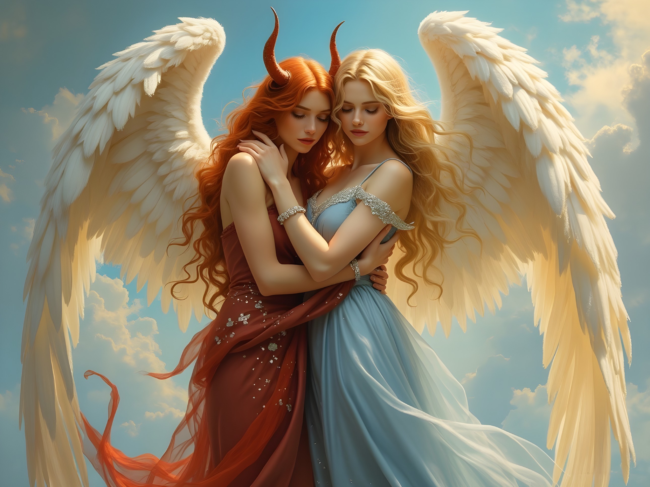 Celestial Embrace of Light and Darkness Figures