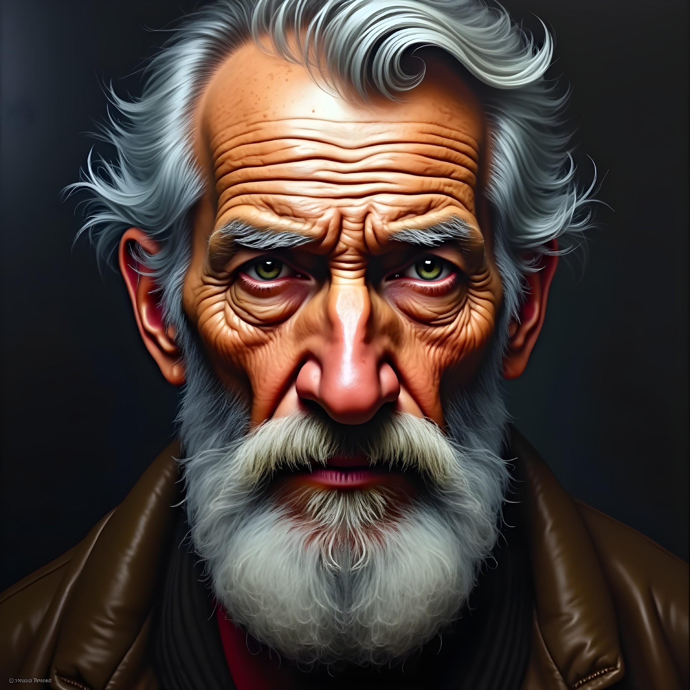 Elderly man with deep wrinkles and white beard