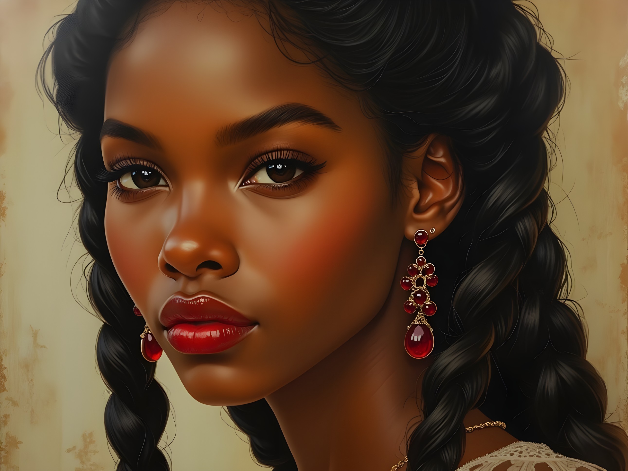 Close-Up Portrait of a Young Woman with Elegance