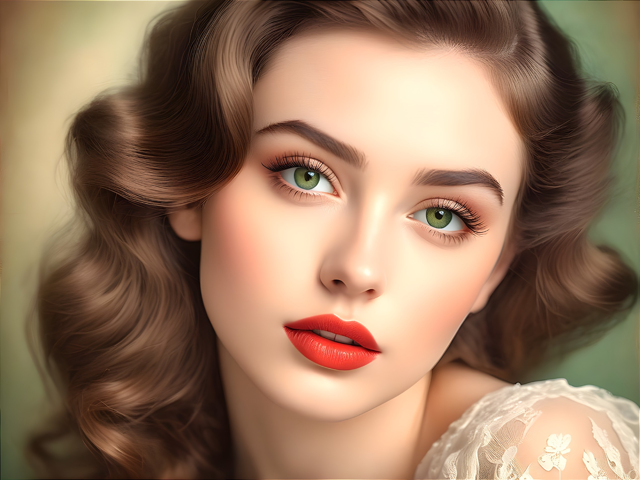 Close-up Portrait of a Young Woman with Green Eyes