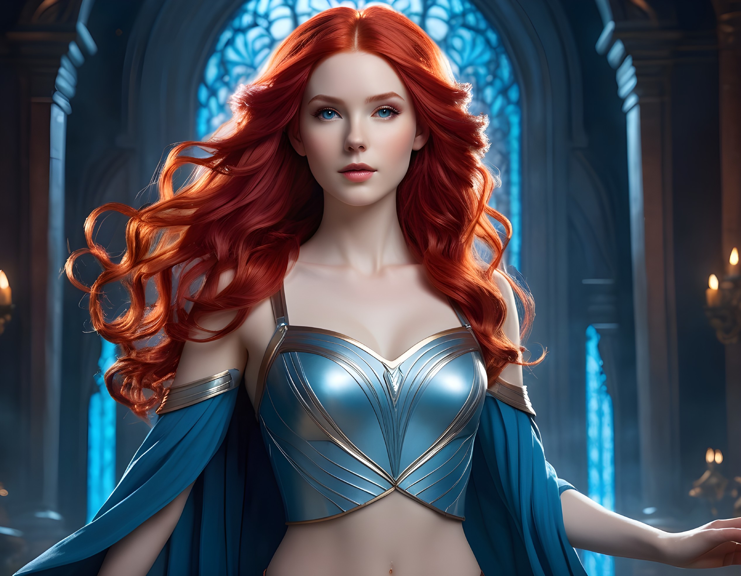 Mystical Woman in Elegant Armor in Enchanting Setting