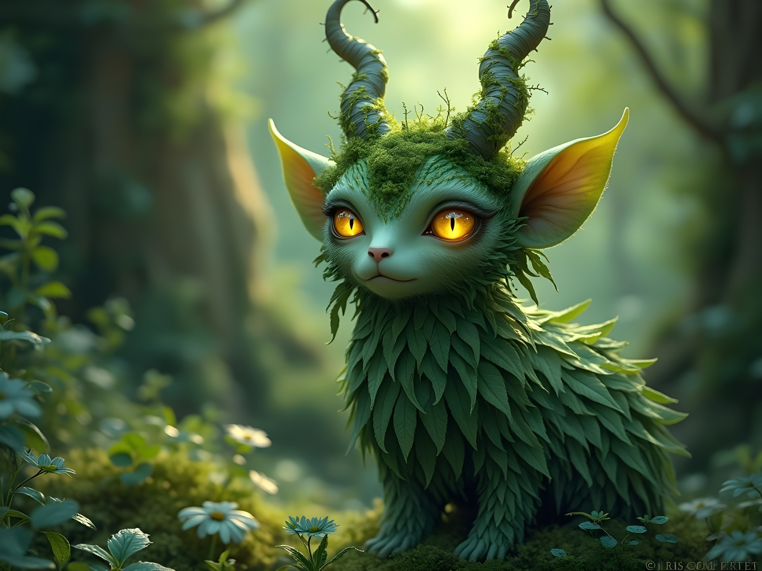 Whimsical Creature in Enchanted Forest Setting