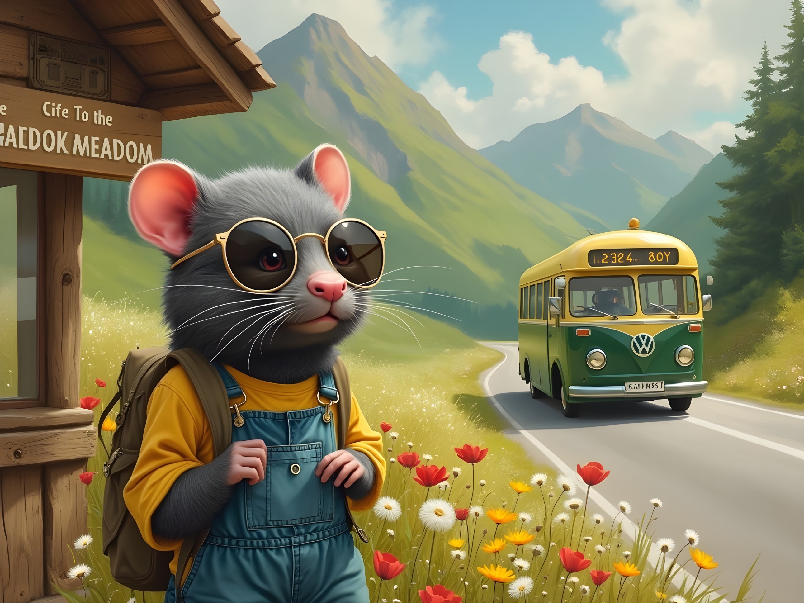 Cartoon Mouse with Sunglasses by Scenic Signpost