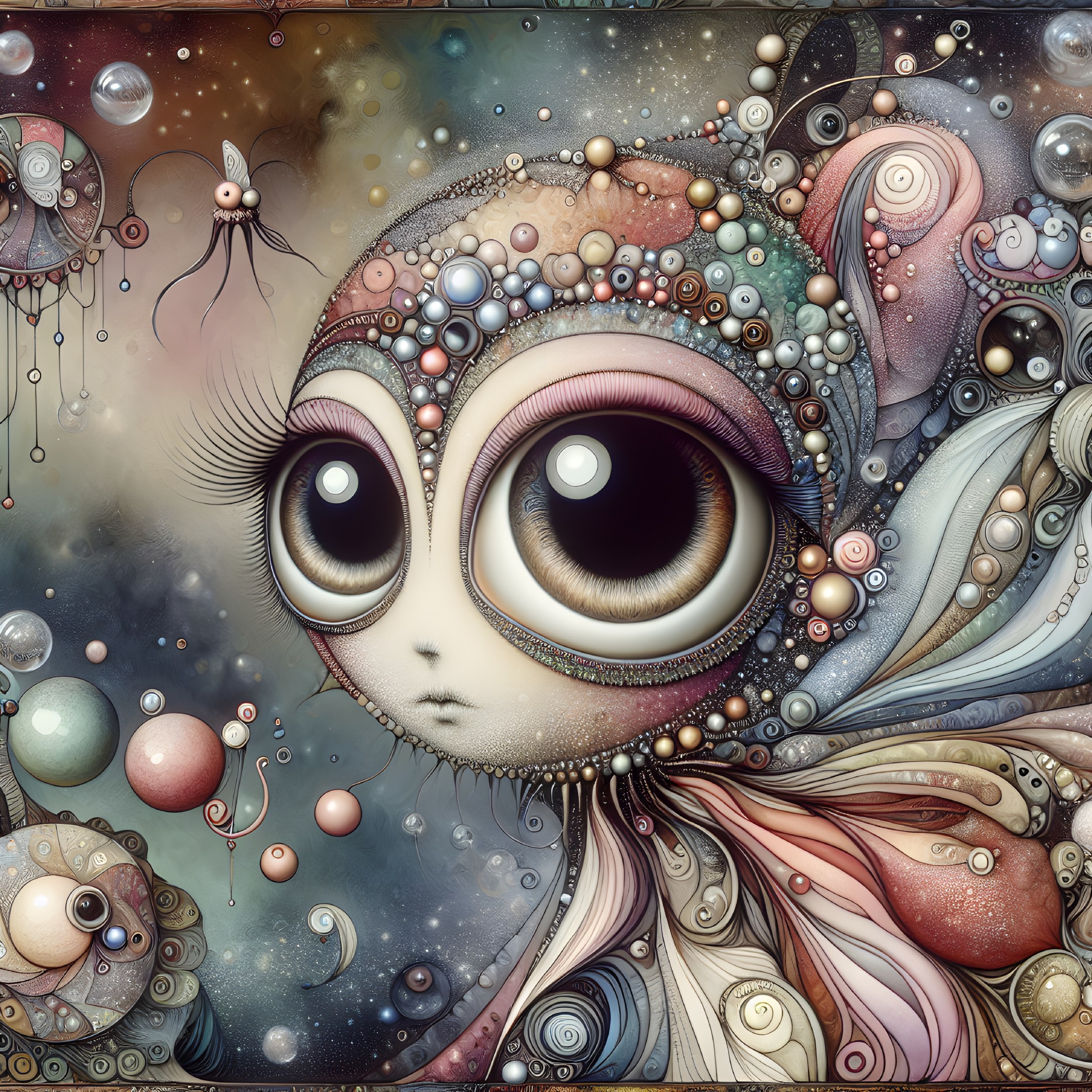 Curious Character in Abstract Underwater Fantasy Scene