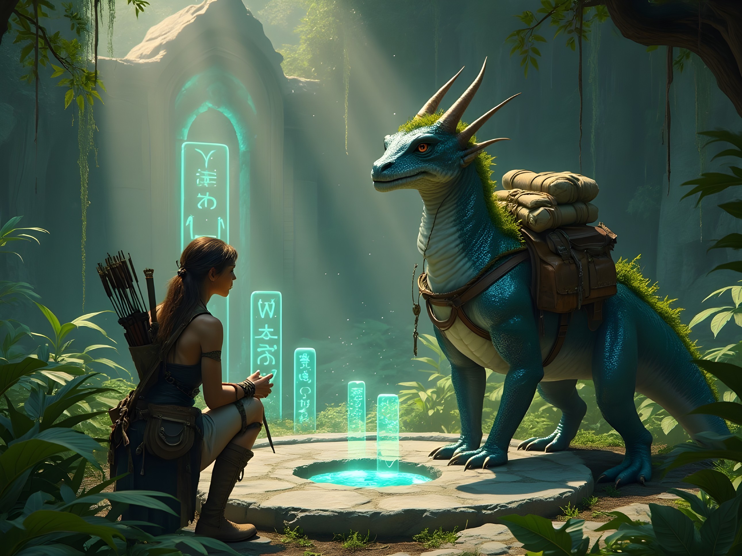 Mystical Jungle Encounter with a Blue Dragon