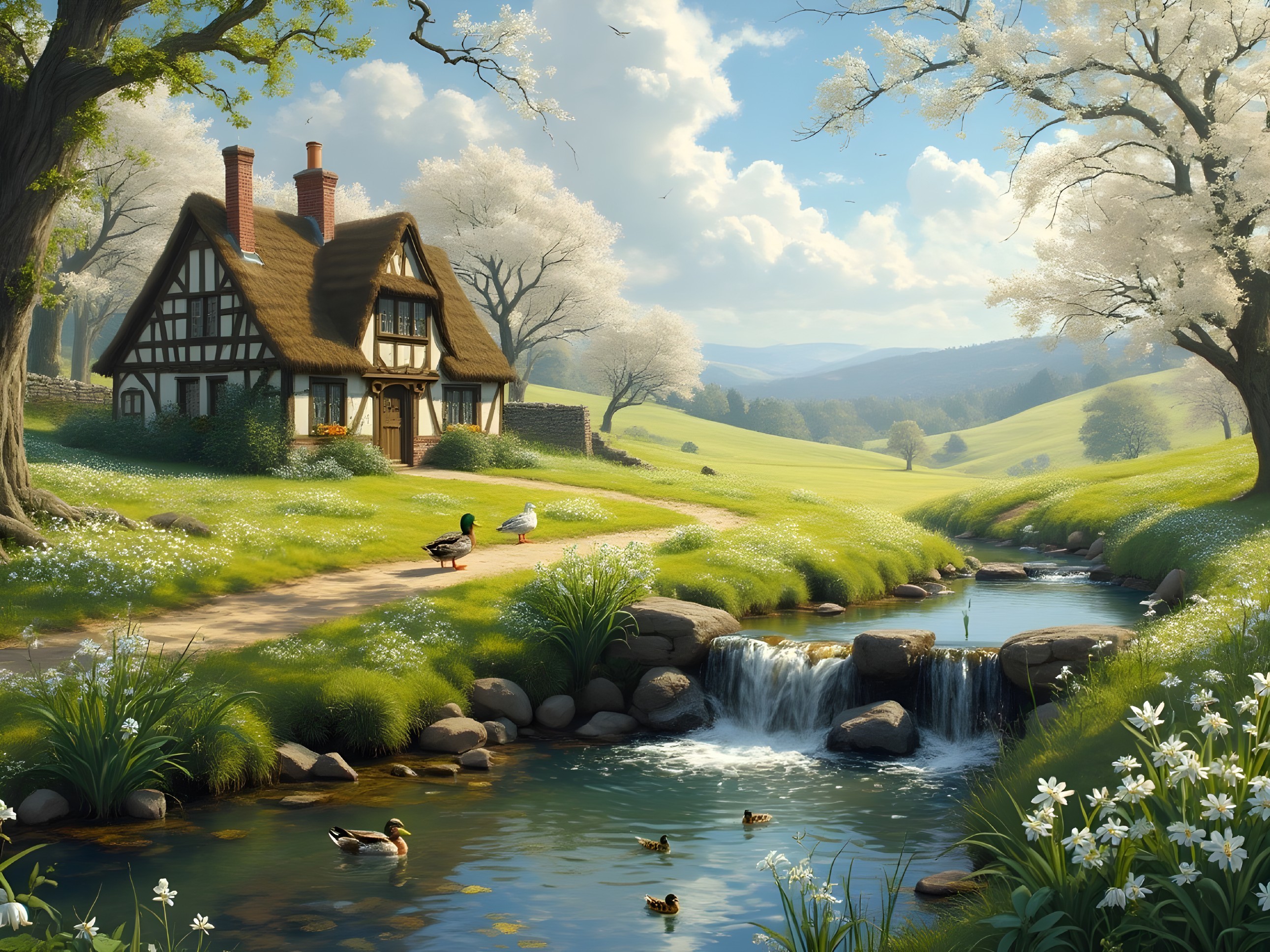 Charming Countryside Cottage by a Serene Stream