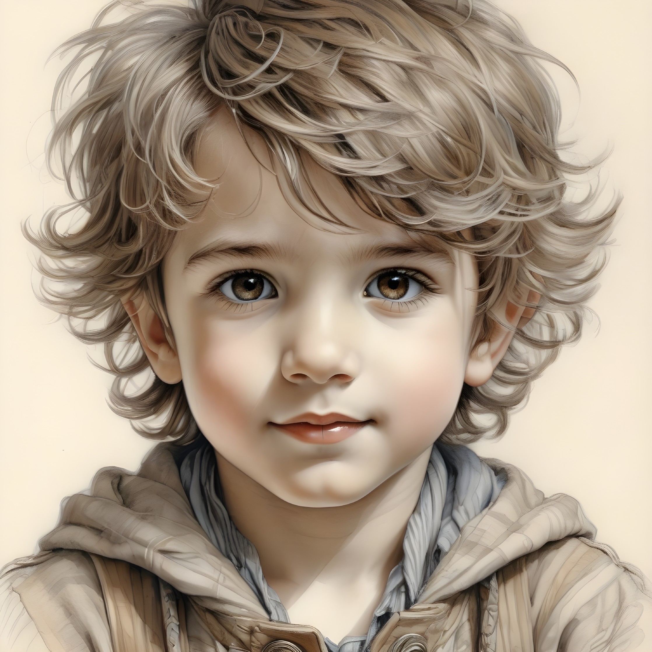Close-Up Portrait of a Young Child with Curly Hair