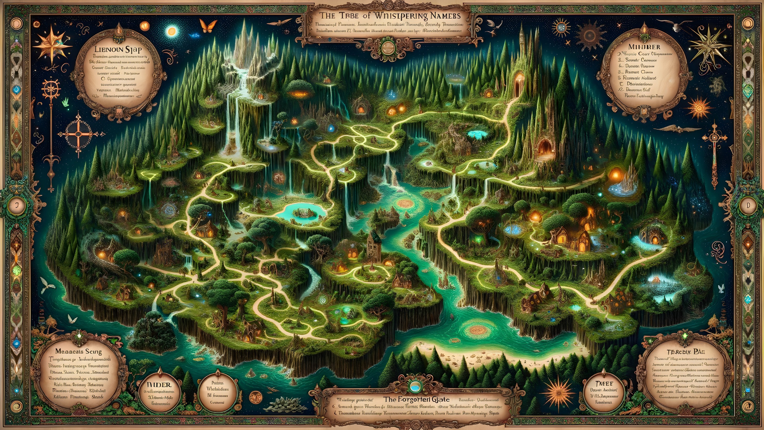 Whimsical Fantasy Map of Enchanted Landscapes