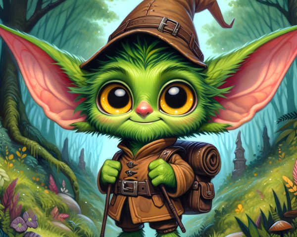 Whimsical Creature in Enchanted Forest Setting