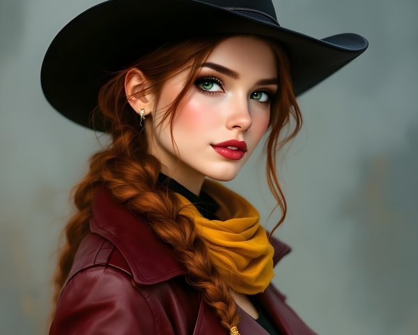 Stunning woman with green eyes and auburn hair