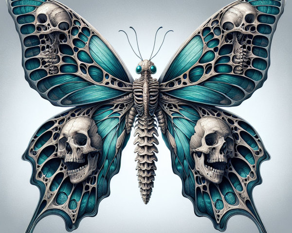 Intricate Butterfly Design with Surreal Elements