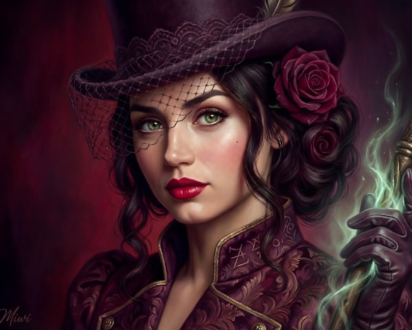 Digital painting of a woman with magical elements