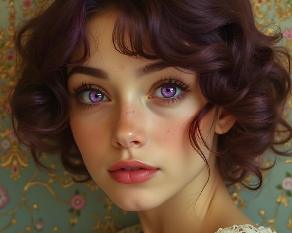 Close-up Portrait of a Girl with Curly Auburn Hair