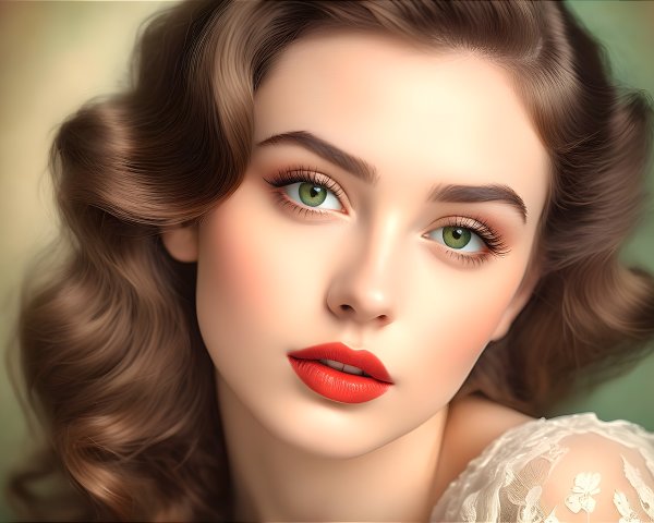 Close-up Portrait of a Young Woman with Green Eyes