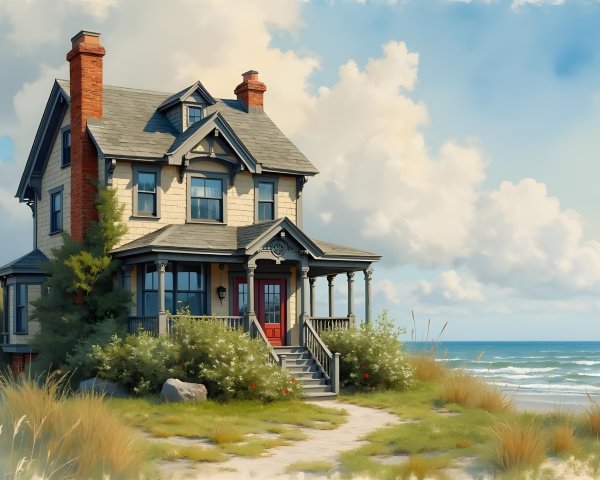 Charming Seaside House with Classic Design and Garden