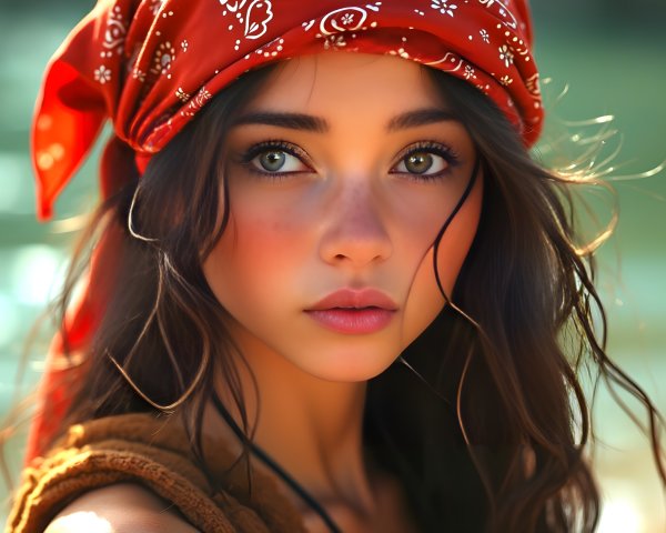 Close-Up Portrait of a Young Woman with Green Eyes