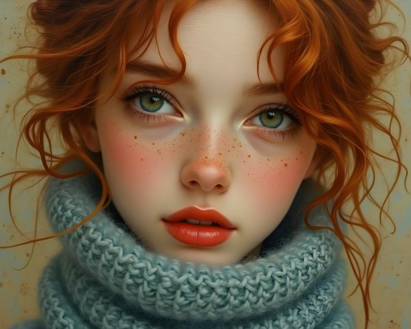 Close-Up Portrait of a Young Woman with Red Hair