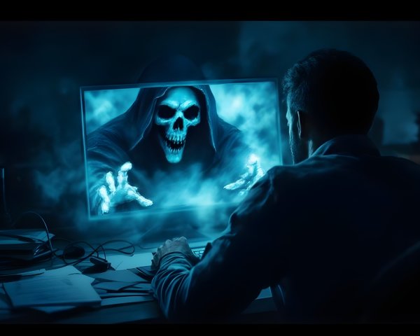 Ghostly Figure Emerges in Dimly Lit Room Scene