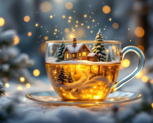 Miniature Winter Wonderland in Glass Cup Display