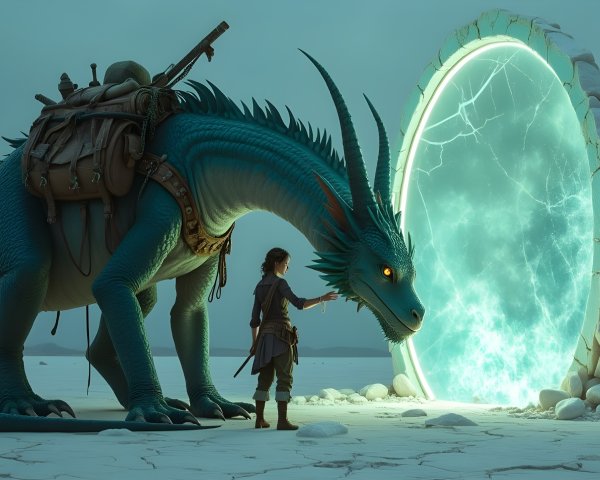 Young Adventurer and Majestic Dragon by Luminous Portal