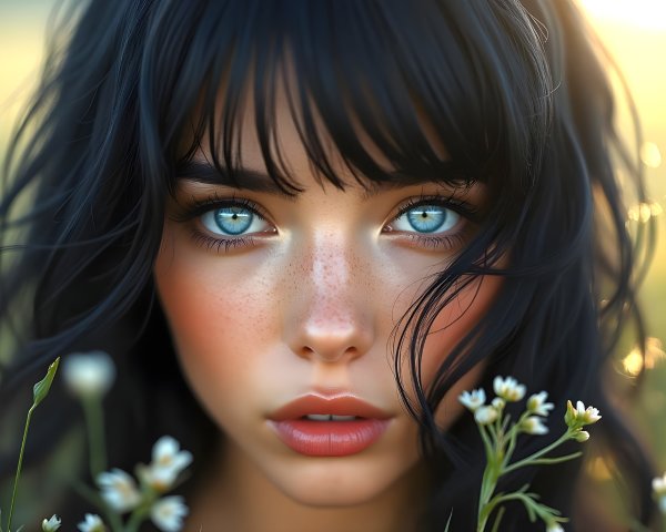 Close-Up Portrait of a Young Woman in Sunlight