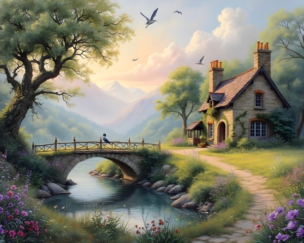 Cozy Cottage by Tranquil River in Scenic Landscape