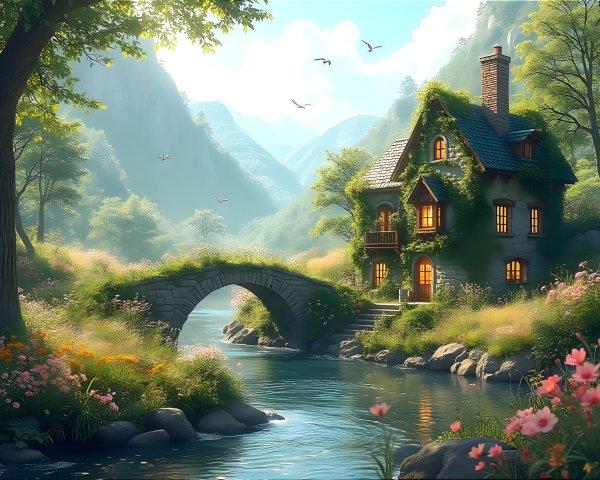 Charming Cottage by a Serene River in Nature