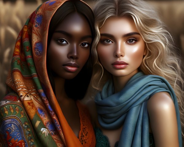 Women in Wheat Field Celebrating Diversity and Beauty