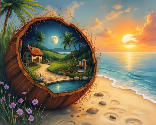 Cozy Cottage in Coconut Shell Surrounded by Nature