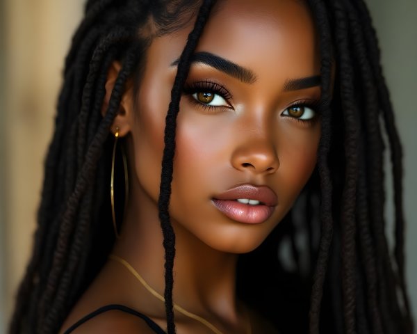 Portrait of a Young Woman with Braided Hair and Glow