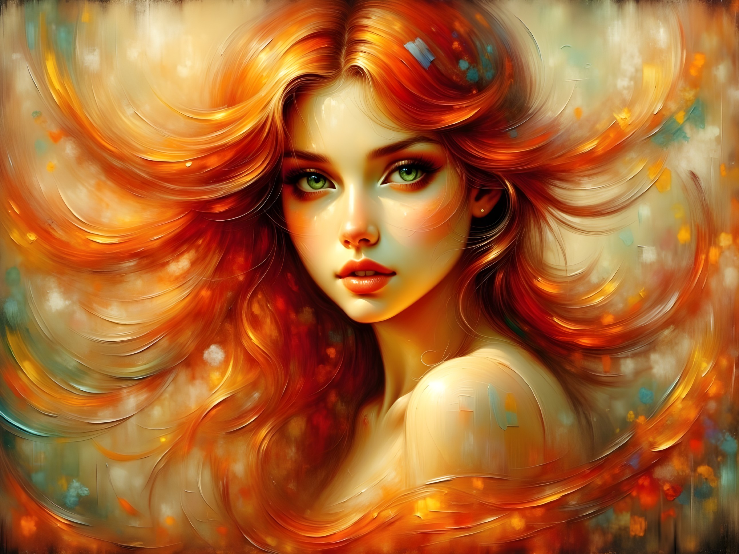 Portrait of a young woman with vibrant red hair