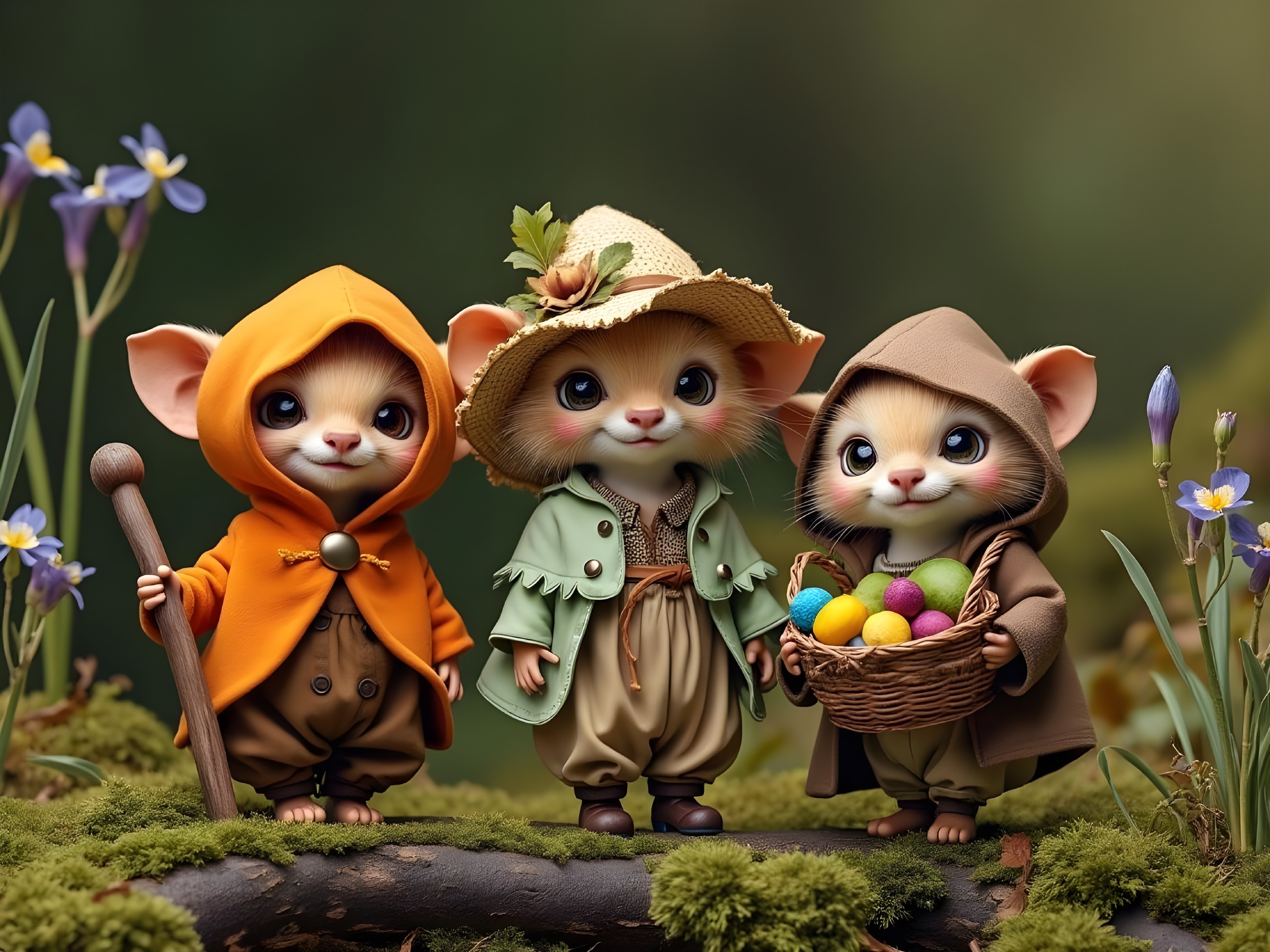 Cartoon Mice in a Colorful Forest Adventure Scene